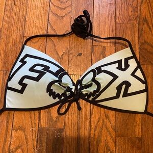 Fox Blue and Black Swim Top